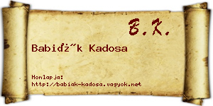 Babiák Kadosa névjegykártya