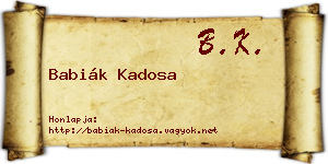 Babiák Kadosa névjegykártya